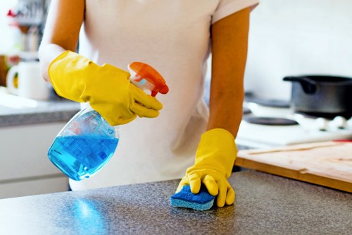 Local technician assessing a fabric stain in Southkensington