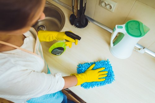 Deep carpet cleaning equipment in a South Kensington apartment