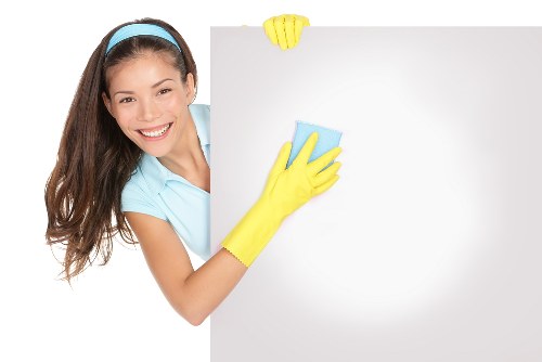 Domestic cleaner working in a Southkensington apartment kitchen
